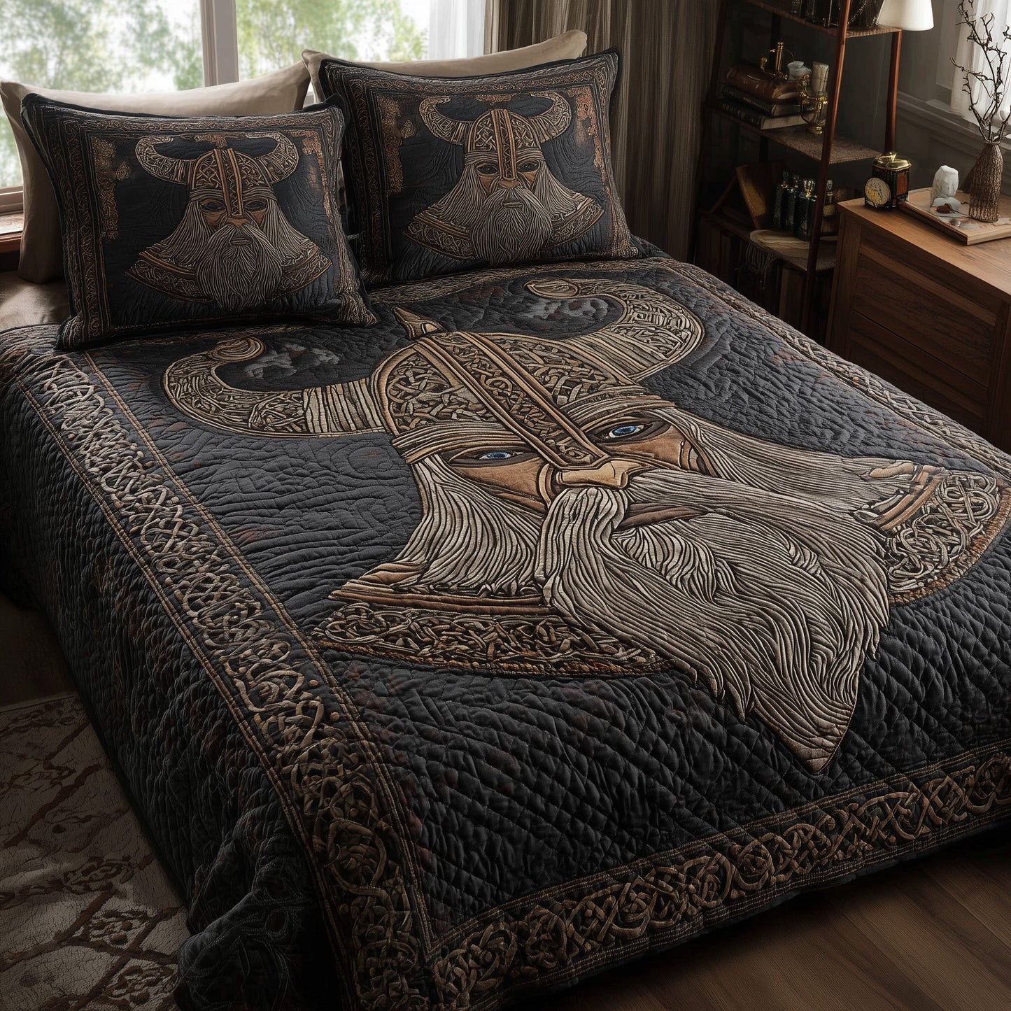 Viking God 3-Piece Quilted Bedding Set GFTOTL3945
