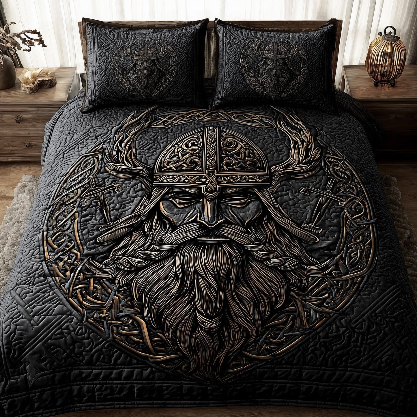 Viking God 3-Piece Quilted Bedding Set GFTOTL3950