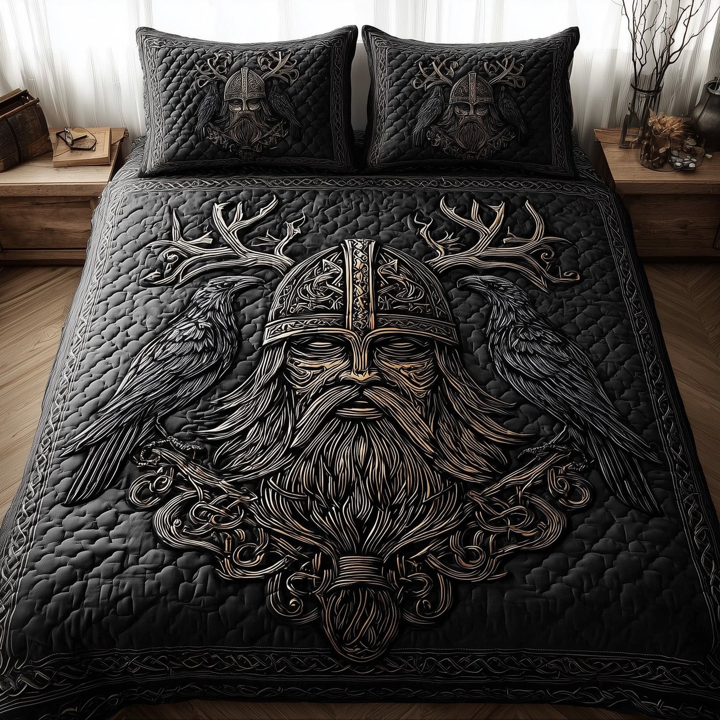 Viking God 3-Piece Quilted Bedding Set GFTOTL3951