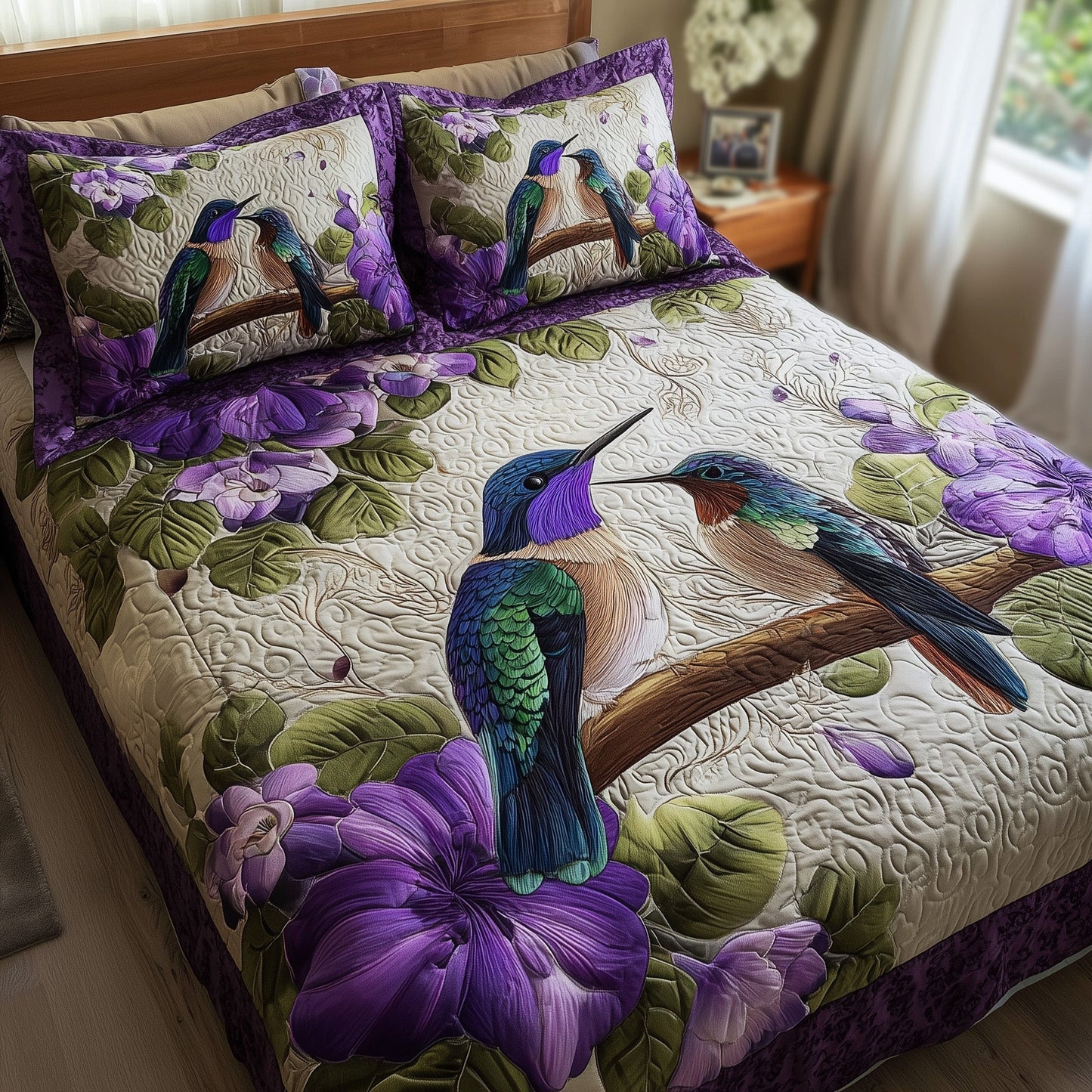 Amethyst Love 3-Piece Quilted Bedding Set GFTOTL3954