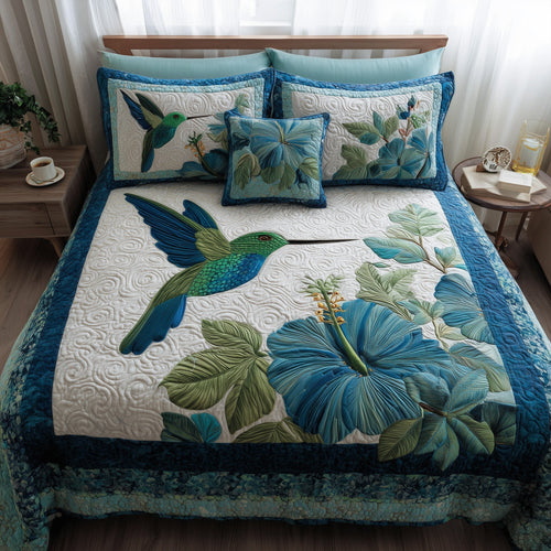 Wings & Blue Petals 3-Piece Quilted Bedding Set GFTOTL3968