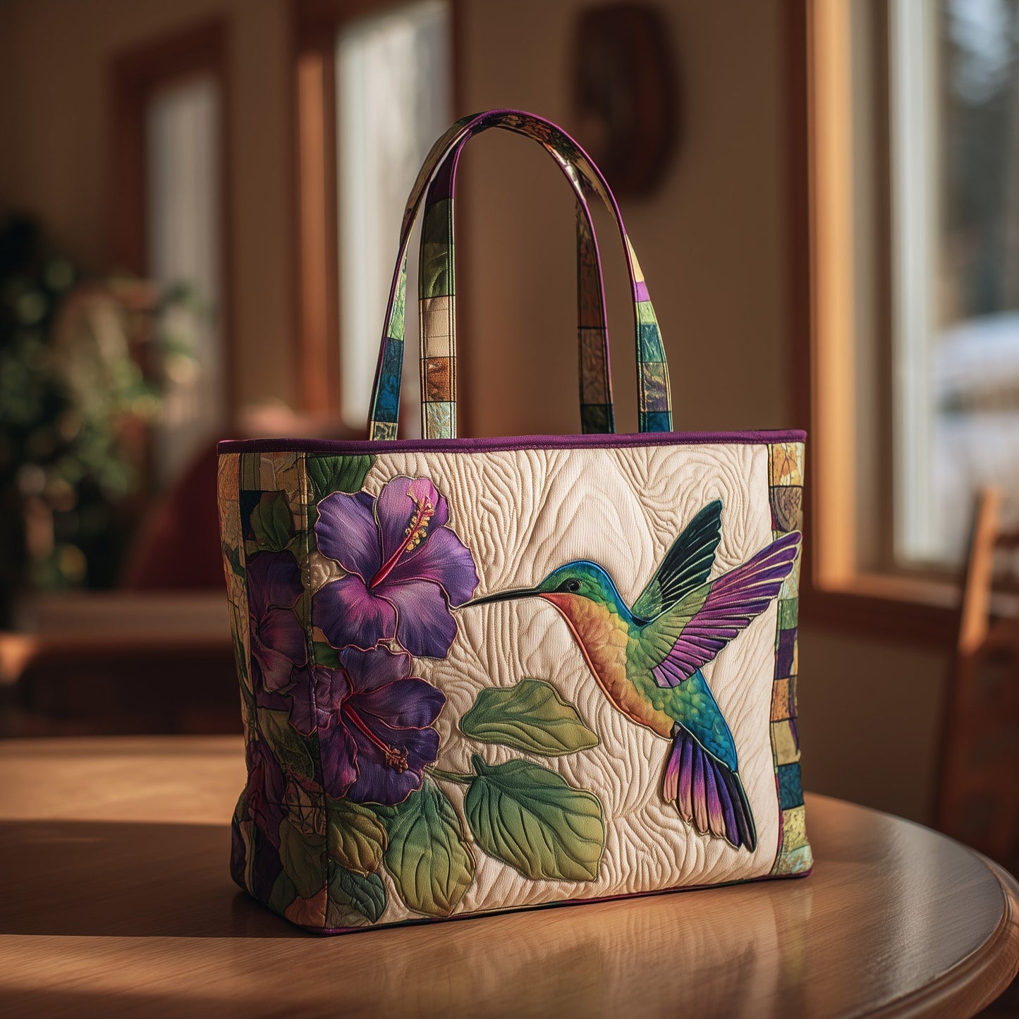 Elegant Hummingbird Quilted Tote Bag GFTOTL3971