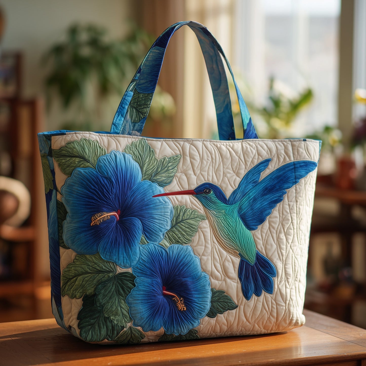 Wings & Blue Petals Quilted Tote Bag GFTOTL3982