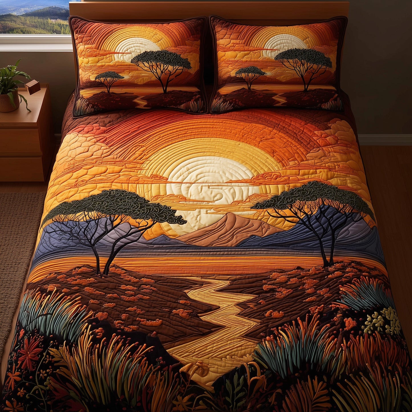 Dried Soil Motherland 3-Piece Quilted Bedding Set GFTOTL3992