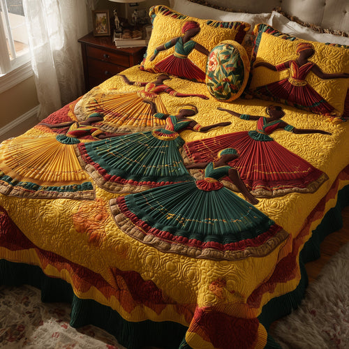 Traditional Dancing 3-Piece Quilted Bedding Set GFTOTL4126