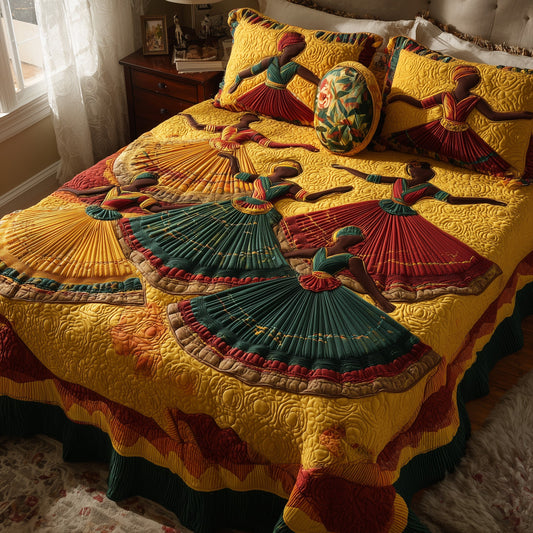 Traditional Dancing 3-Piece Quilted Bedding Set GFTOTL4126