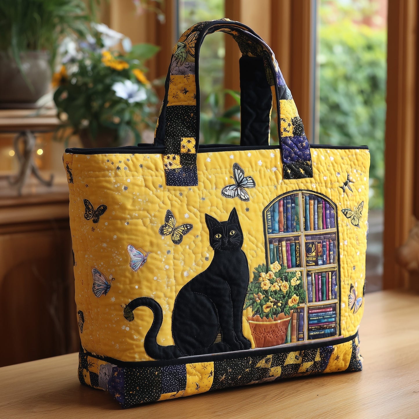 Black Cat Quilted Tote Bag GFTOTL4146