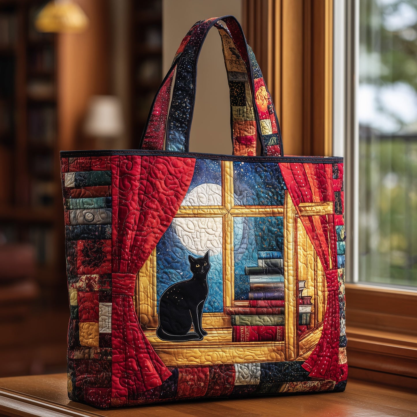 Black Cat Quilted Tote Bag GFTOTL4147