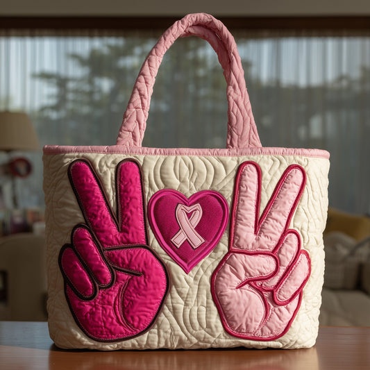 Peace Love and Cure Quilted Tote Bag GFTOTL4161