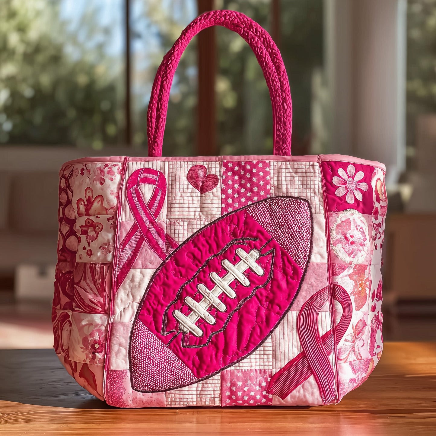 Pink Out Football Quilted Tote Bag GFTOTL4164