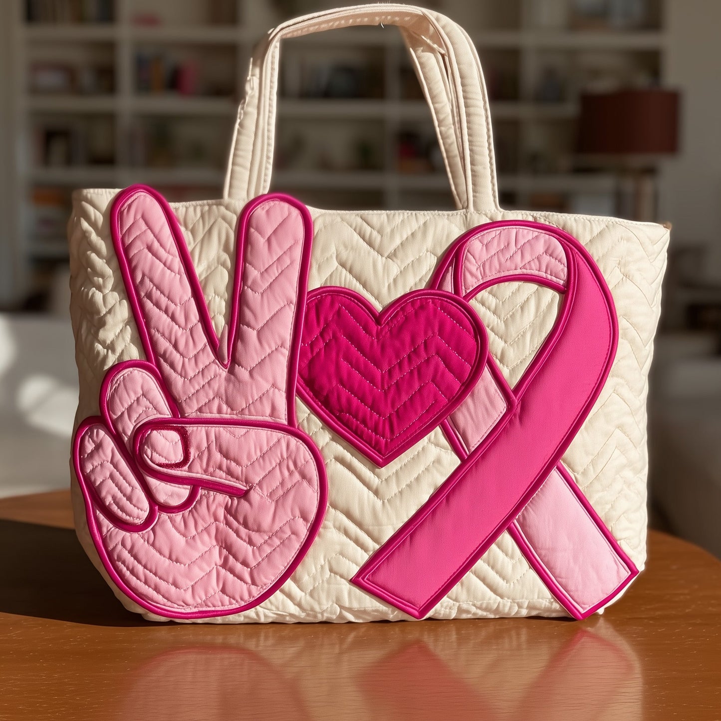 Peace Love and Cure Quilted Tote Bag GFTOTL4166
