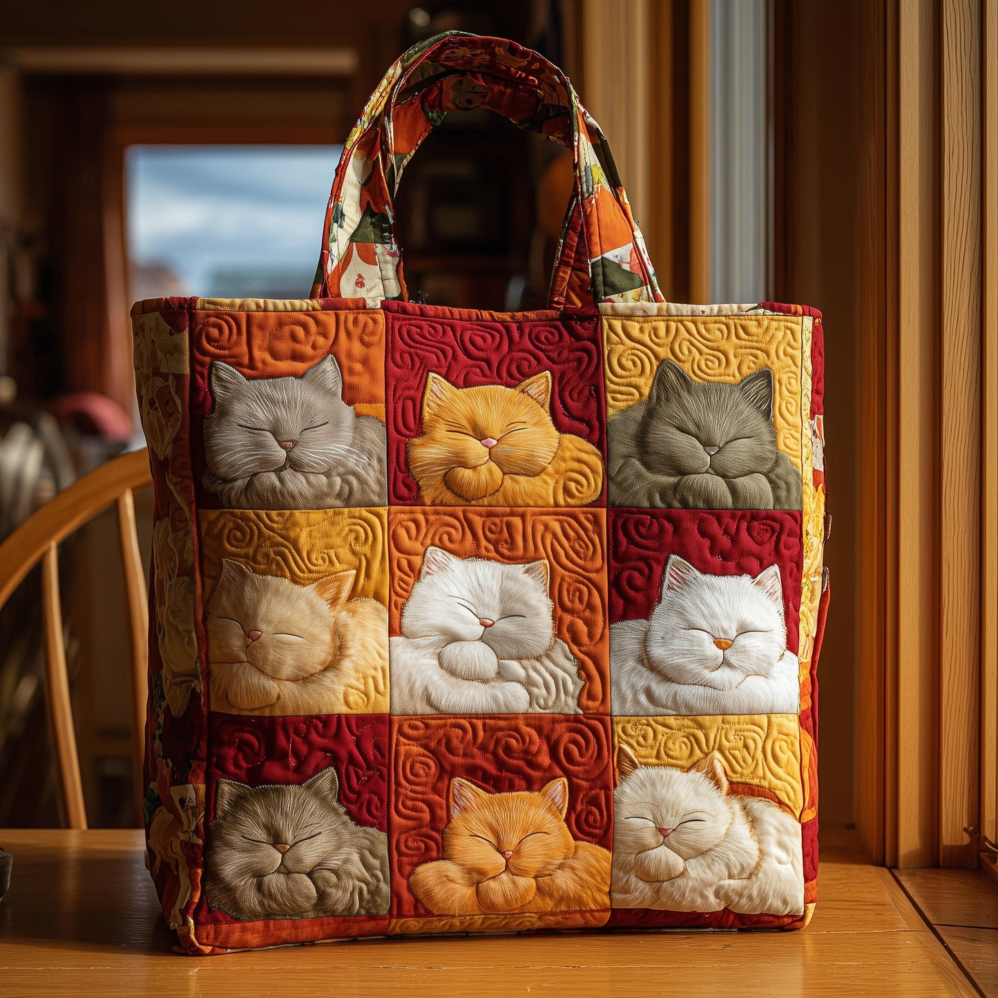 Sleeping Cat Quilted Tote Bag GFTOTL4187