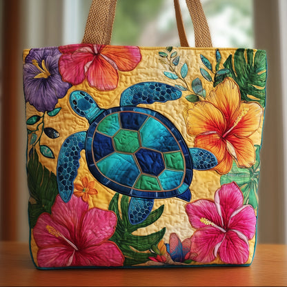 Boho Floral Turtle Quilted Tote Bag GFTOTL4192