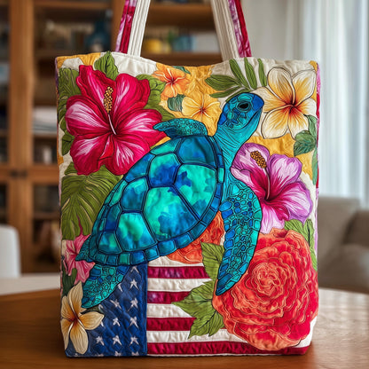 Boho Floral Turtle Quilted Tote Bag GFTOTL4195