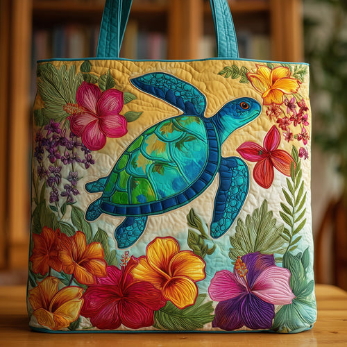 Boho Floral Turtle Quilted Tote Bag GFTOTL4196