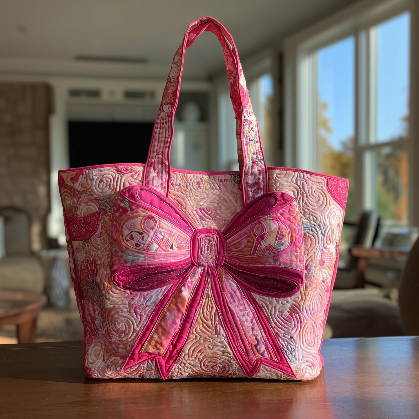 Pink Bow Quilted Tote Bag GFTOTL4258