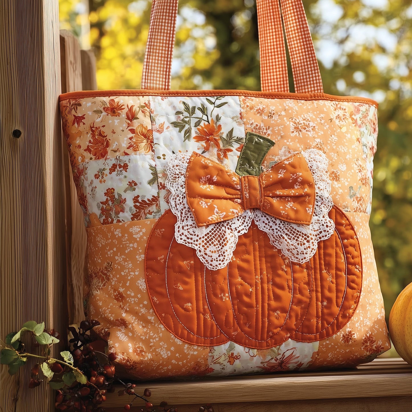 Lace Pumpkin Quilted Tote Bag GFTOTL4266