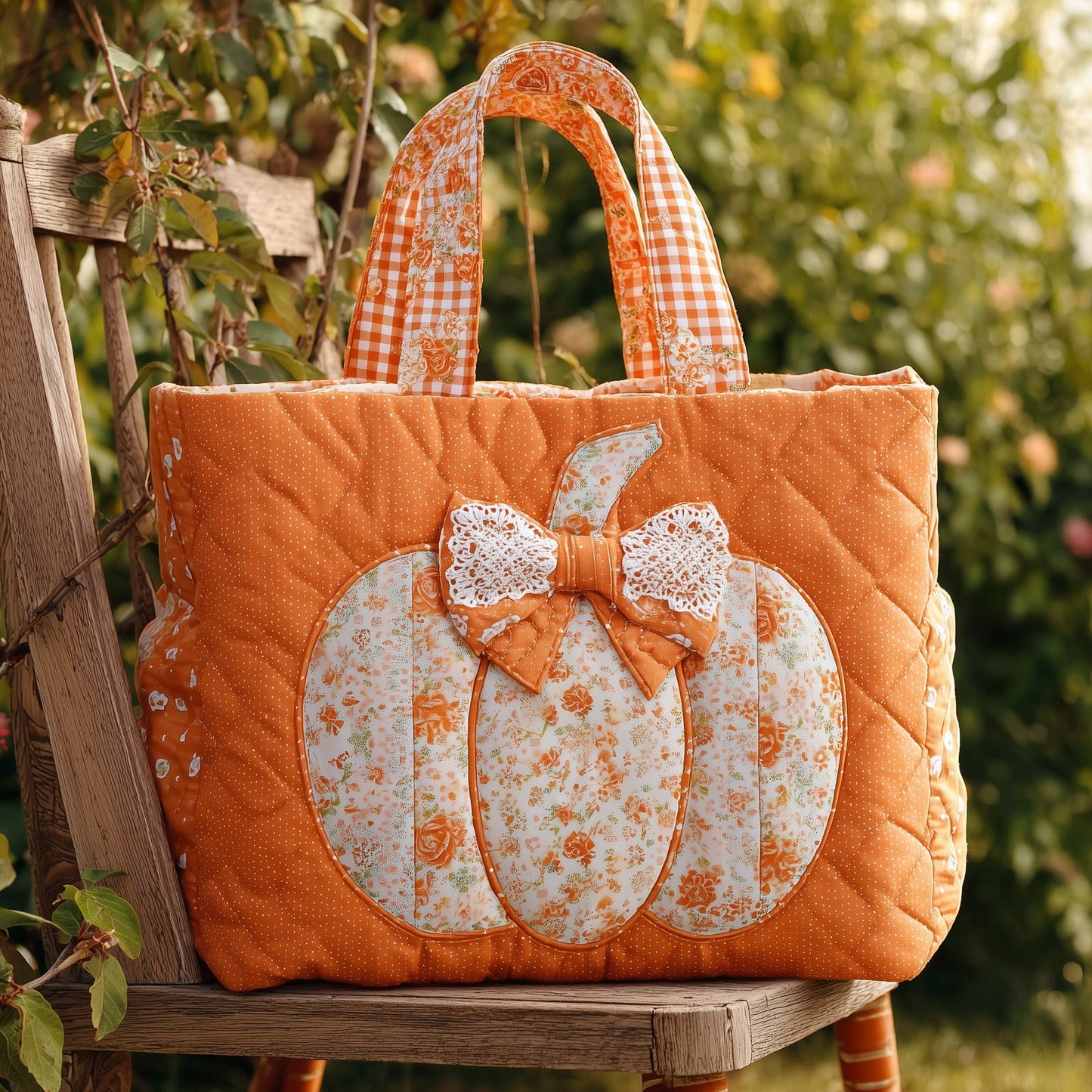 Lace Pumpkin Quilted Tote Bag GFTOTL4267