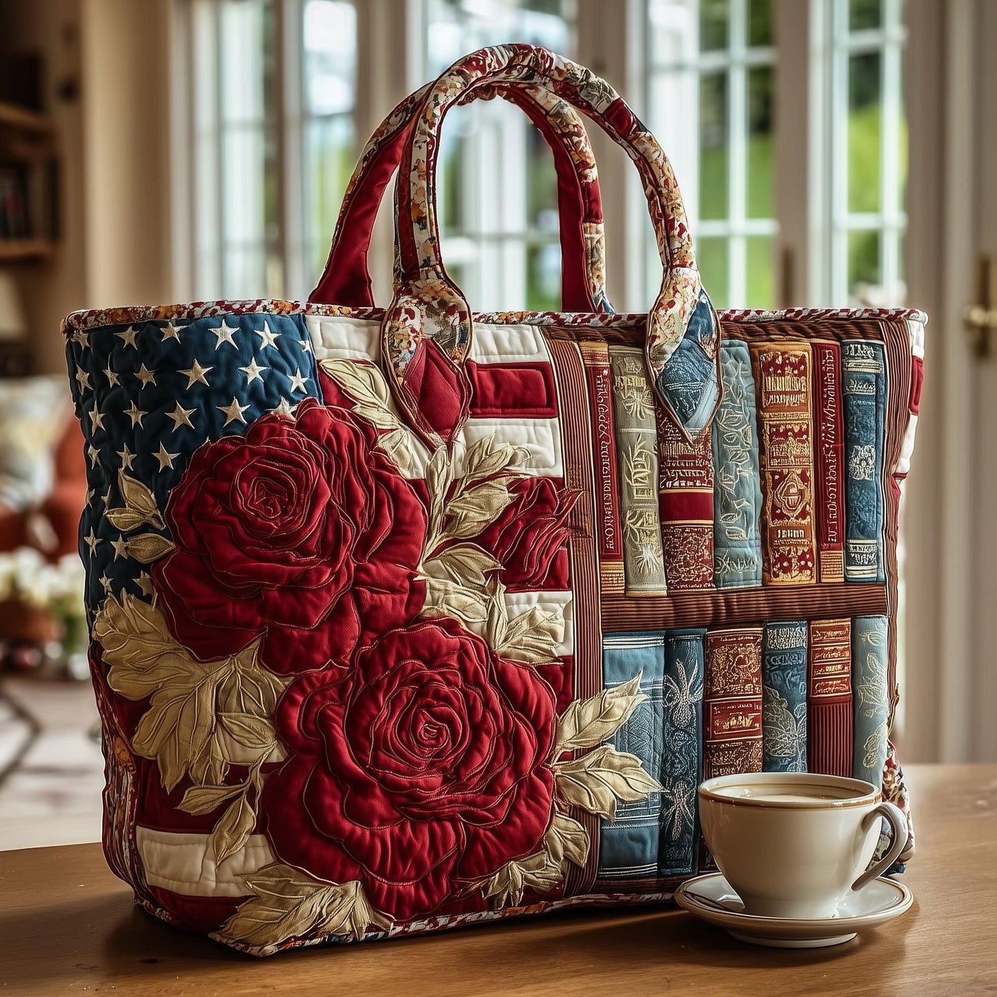 Antique Library Quilted Tote Bag GFTOTL4291