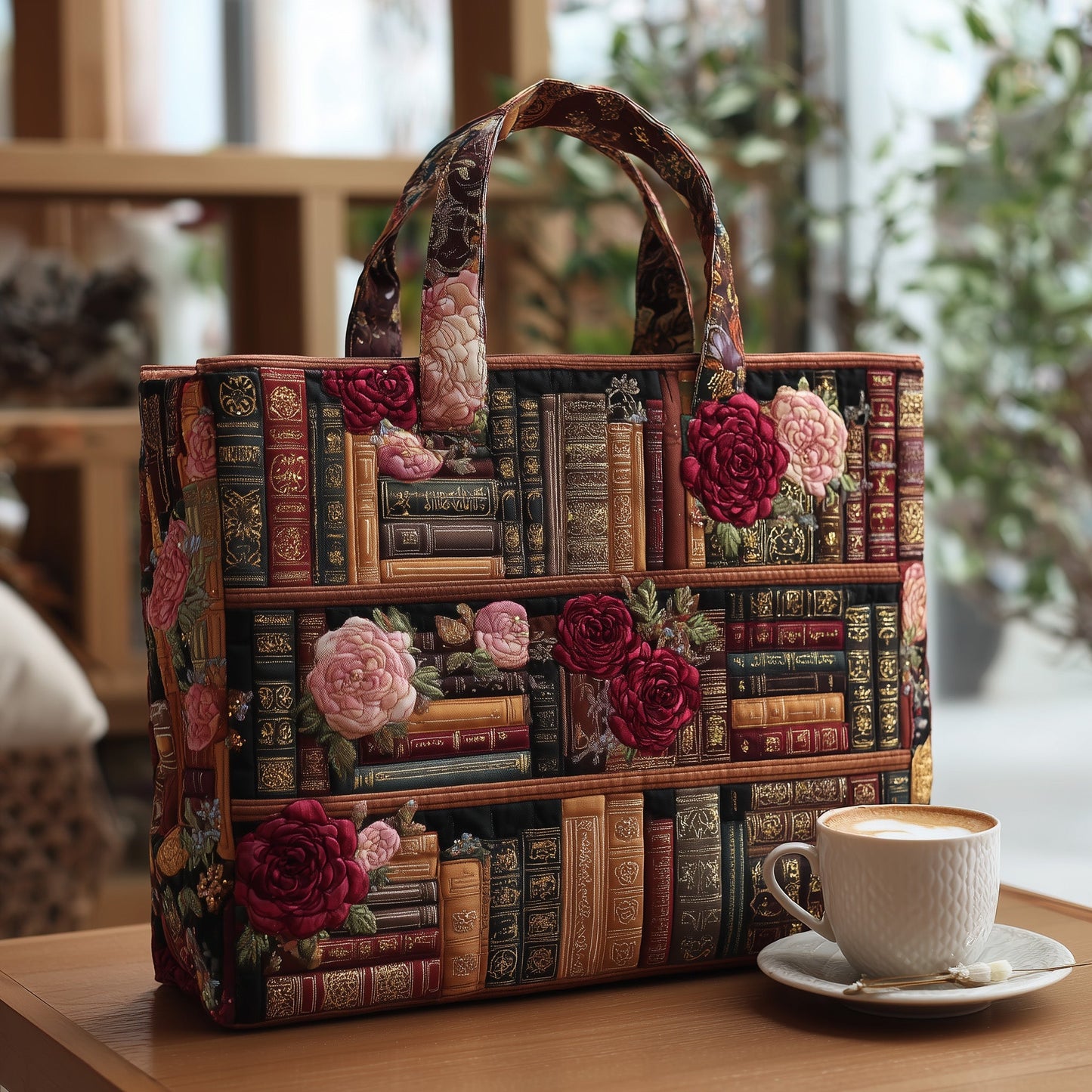 Antique Library Quilted Tote Bag GFTOTL4296