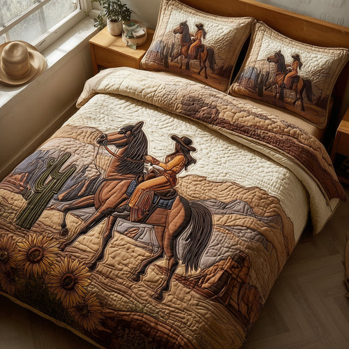 Western Cowgirl 3-Piece Quilted Bedding Set GFTOTL4332