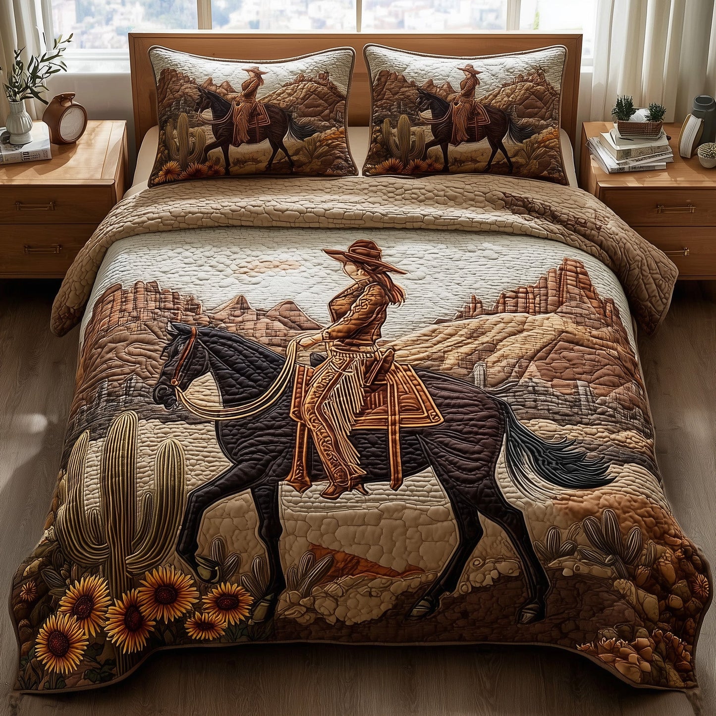 Western Cowgirl 3-Piece Quilted Bedding Set GFTOTL4333
