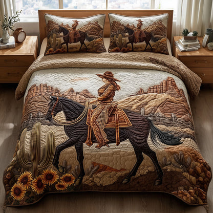 Western Cowgirl 3-Piece Quilted Bedding Set GFTOTL4333