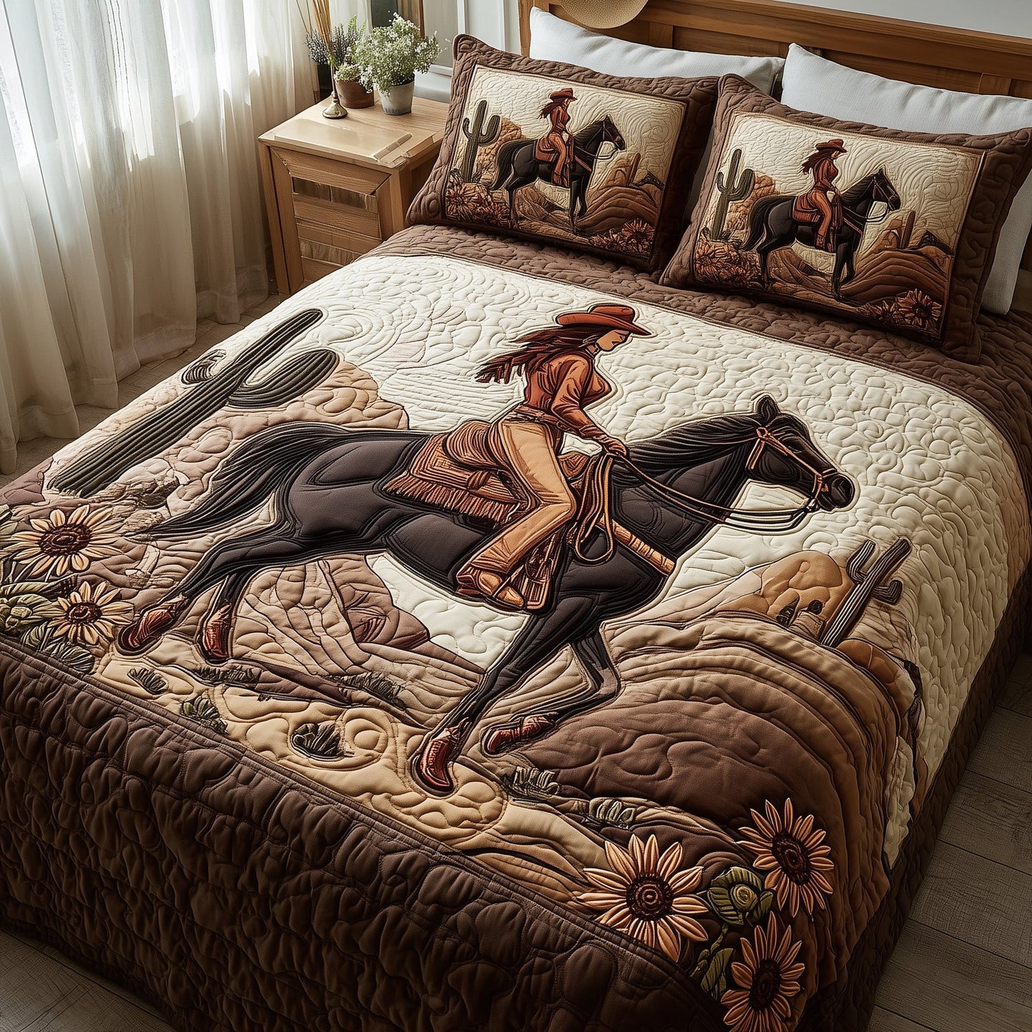 Western Cowgirl 3-Piece Quilted Bedding Set GFTOTL4334