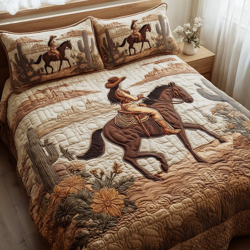 Western Cowgirl 3-Piece Quilted Bedding Set GFTOTL4335