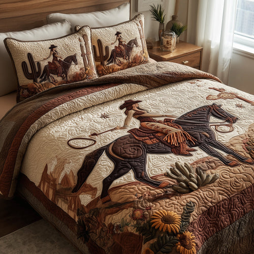 Western Cowgirl 3-Piece Quilted Bedding Set GFTOTL4336