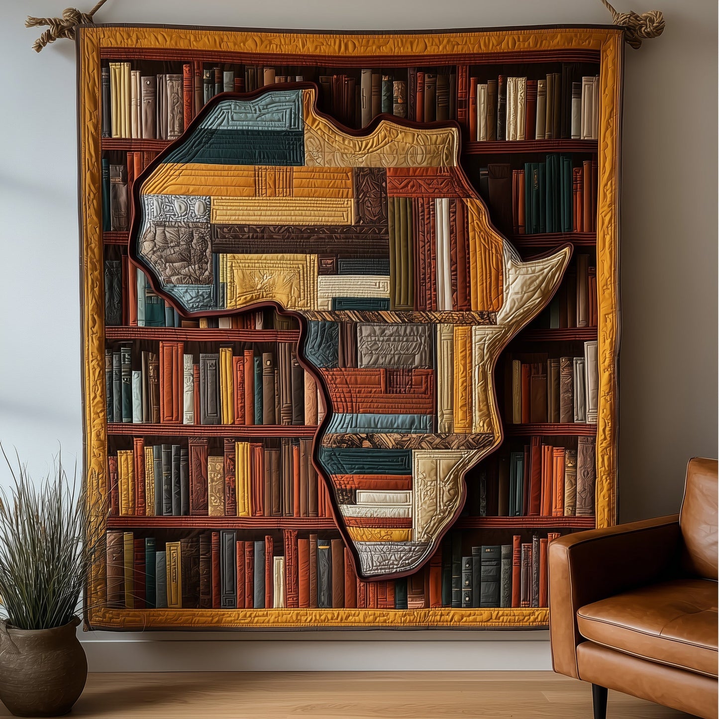 Africa Bookshelf Quilted Blanket GFTOTL4344