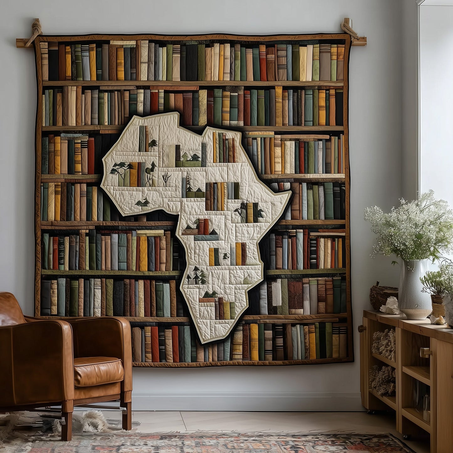 Africa Bookshelf Quilted Blanket GFTOTL4348