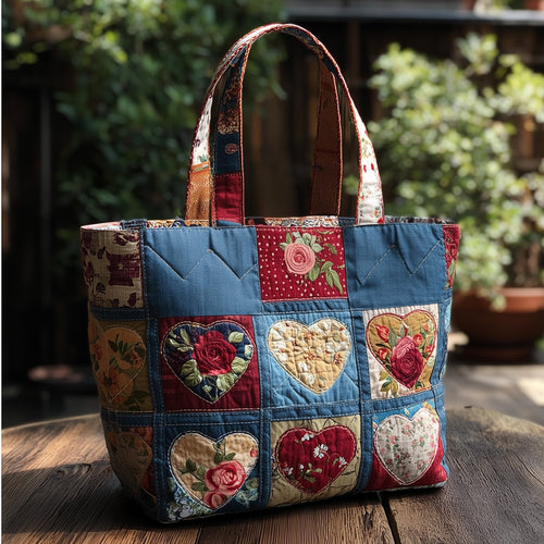 Indigo Flowers Quilted Tote Bag GFTOTL4378