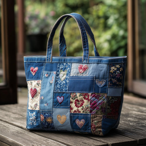 Indigo Flowers Quilted Tote Bag GFTOTL4379
