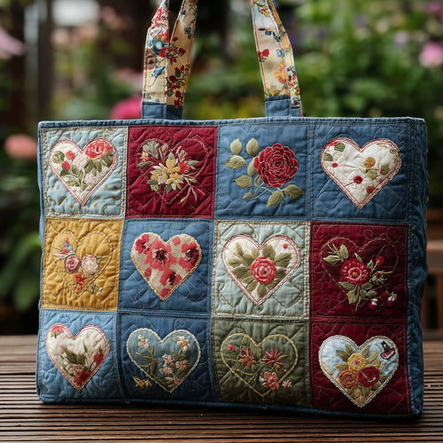 Indigo Flowers Quilted Tote Bag GFTOTL4380