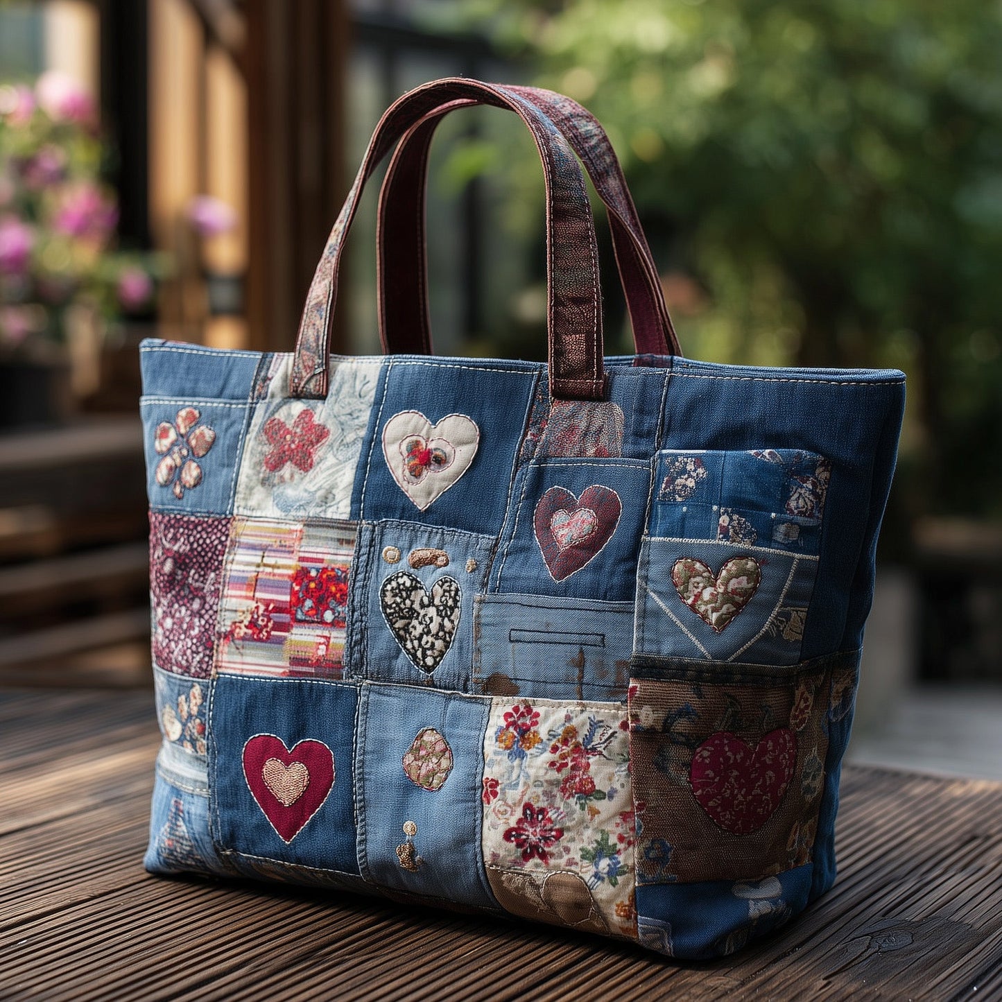 Blooming Heart Quilted Tote Bag GFTOTL4383
