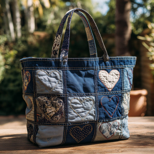 Indigo Heart Quilted Tote Bag GFTOTL4384