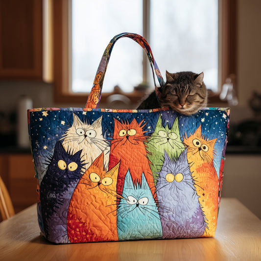 Funky Cat Quilted Tote Bag GFTOTL4397