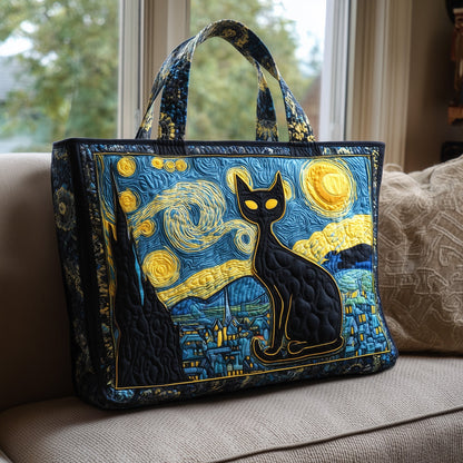 Starry Night Cat Quilted Tote Bag GFTOTL4491