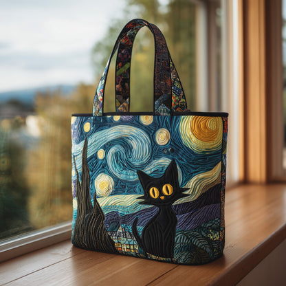 Starry Night Cat Quilted Tote Bag GFTOTL4496
