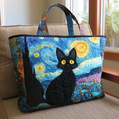 Starry Night Cat Quilted Tote Bag GFTOTL4497