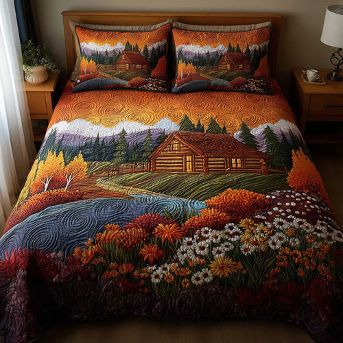 Fallen Leaves 3-Piece Quilted Bedding Set GFTOTL4506