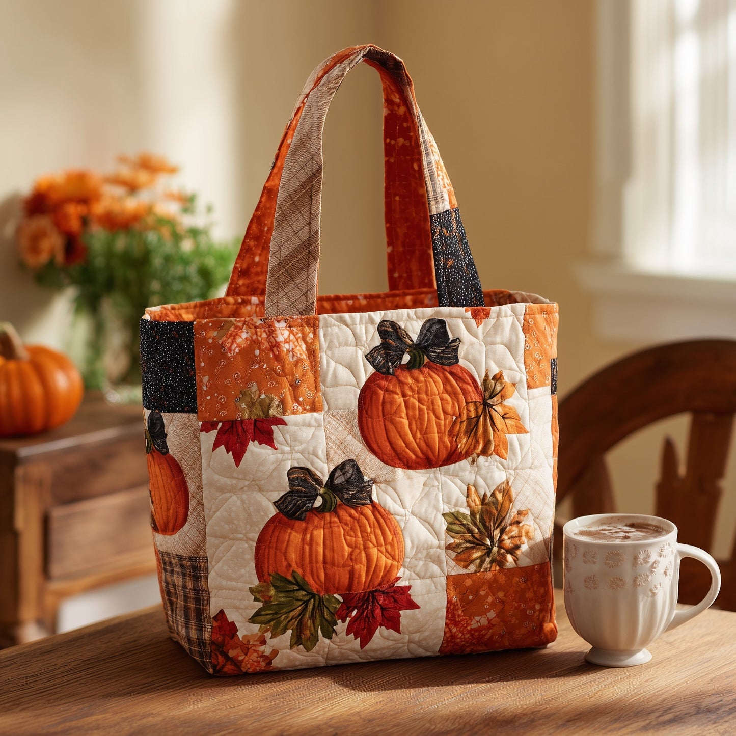 Pumpkin Spice Quilted Tote Bag GFTOTL4558