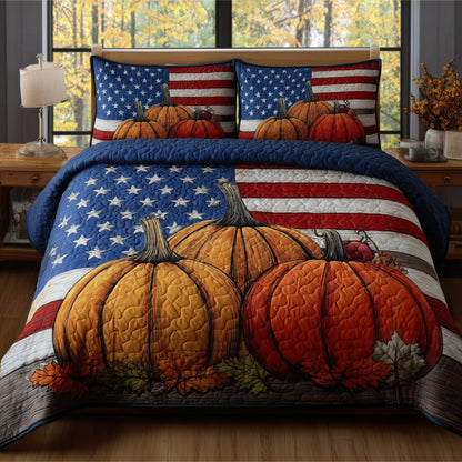 Stars Pumpkin 3-Piece Quilted Bedding Set GFTOTL4570
