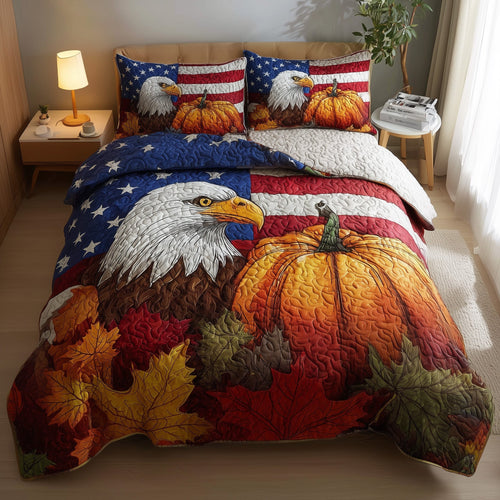 Stars Pumpkin 3-Piece Quilted Bedding Set GFTOTL4571