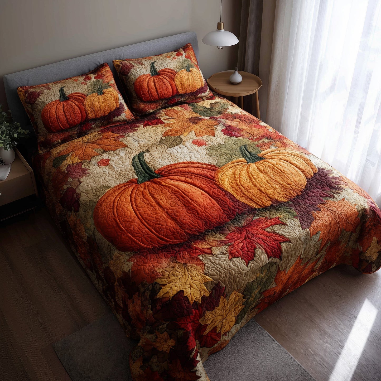Stars Pumpkin 3-Piece Quilted Bedding Set GFTOTL4573