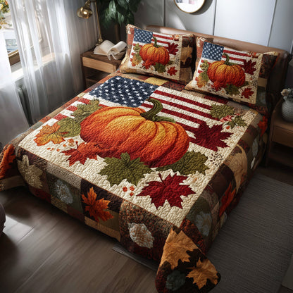 Stars Pumpkin 3-Piece Quilted Bedding Set GFTOTL4574