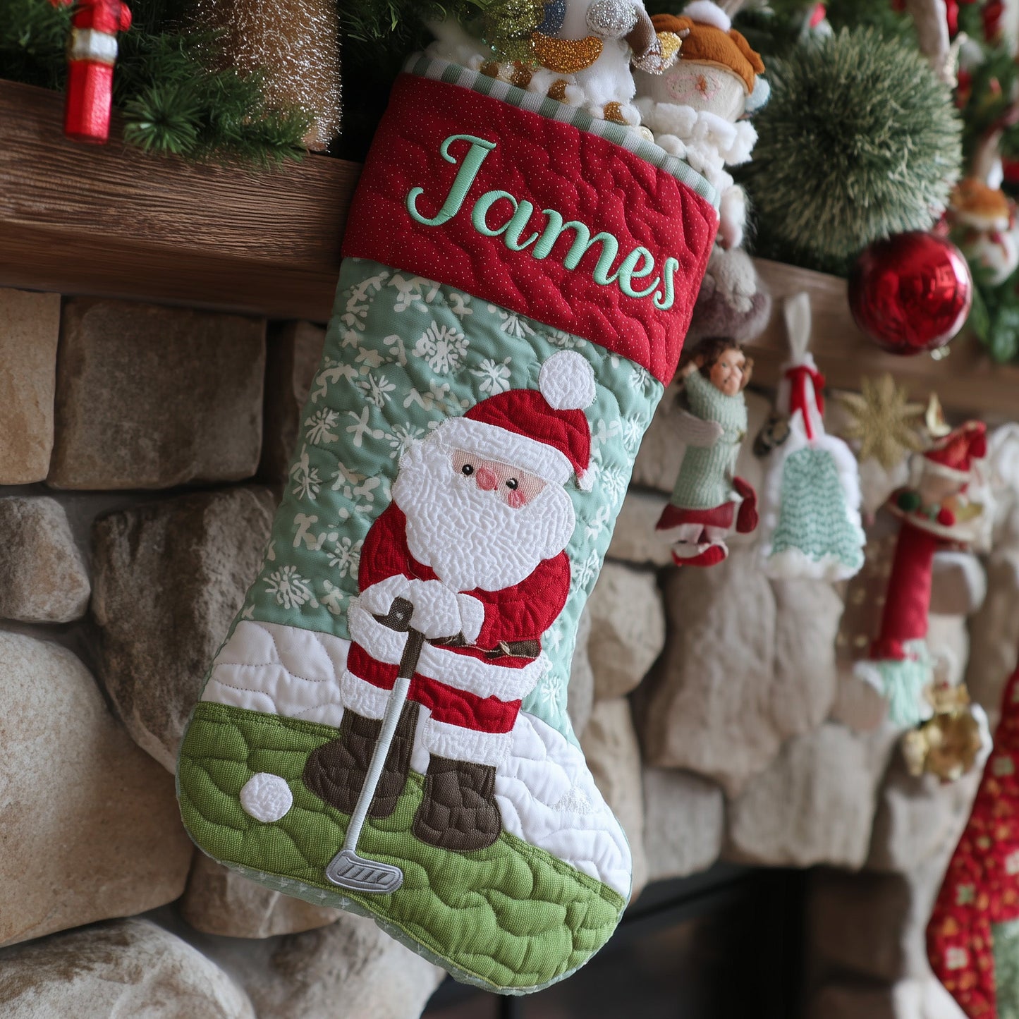 Festive Golf QTCUZ Quilted Christmas Stocking GFTOTL4575