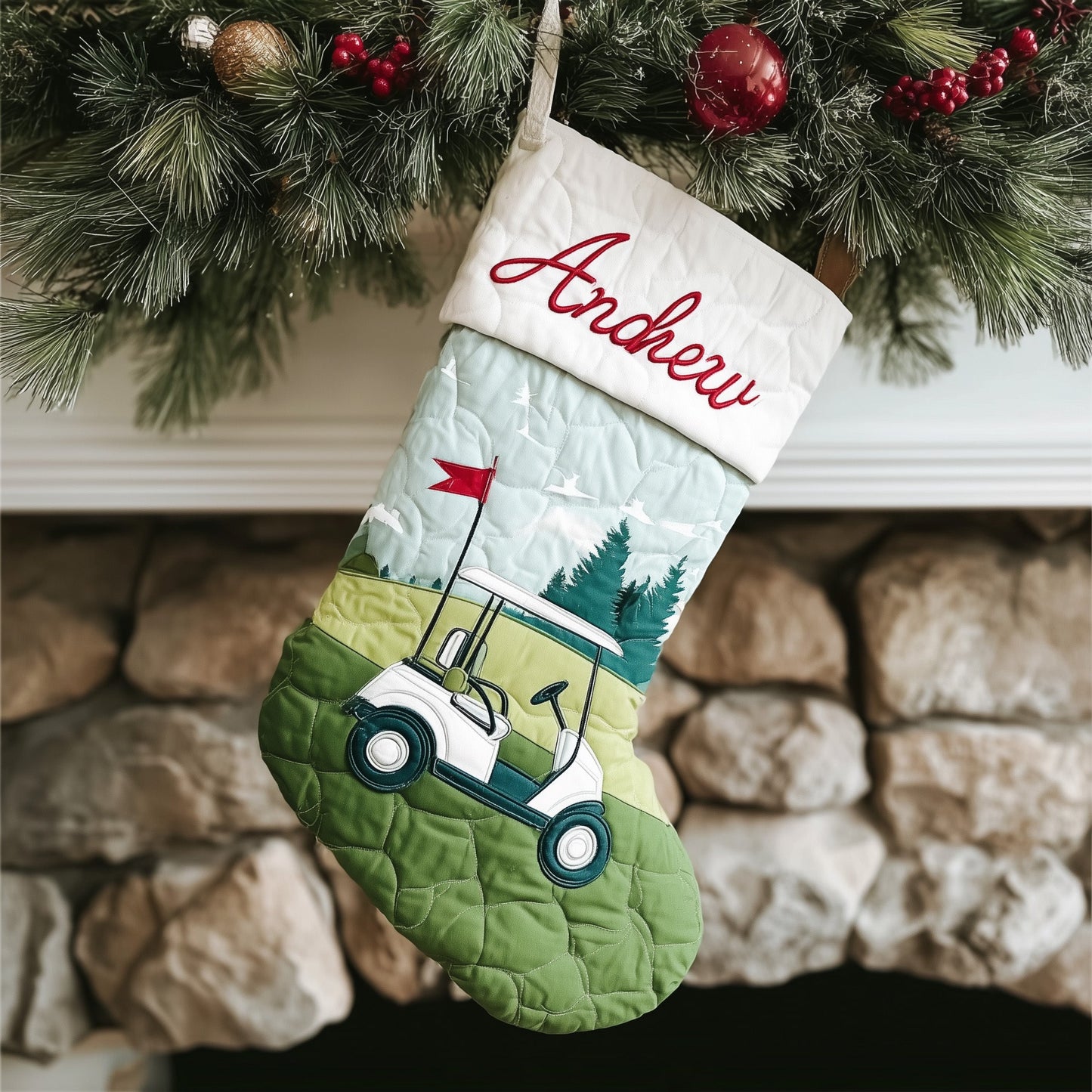 Festive Fairway QTCUZ Quilted Christmas Stocking GFTOTL4580