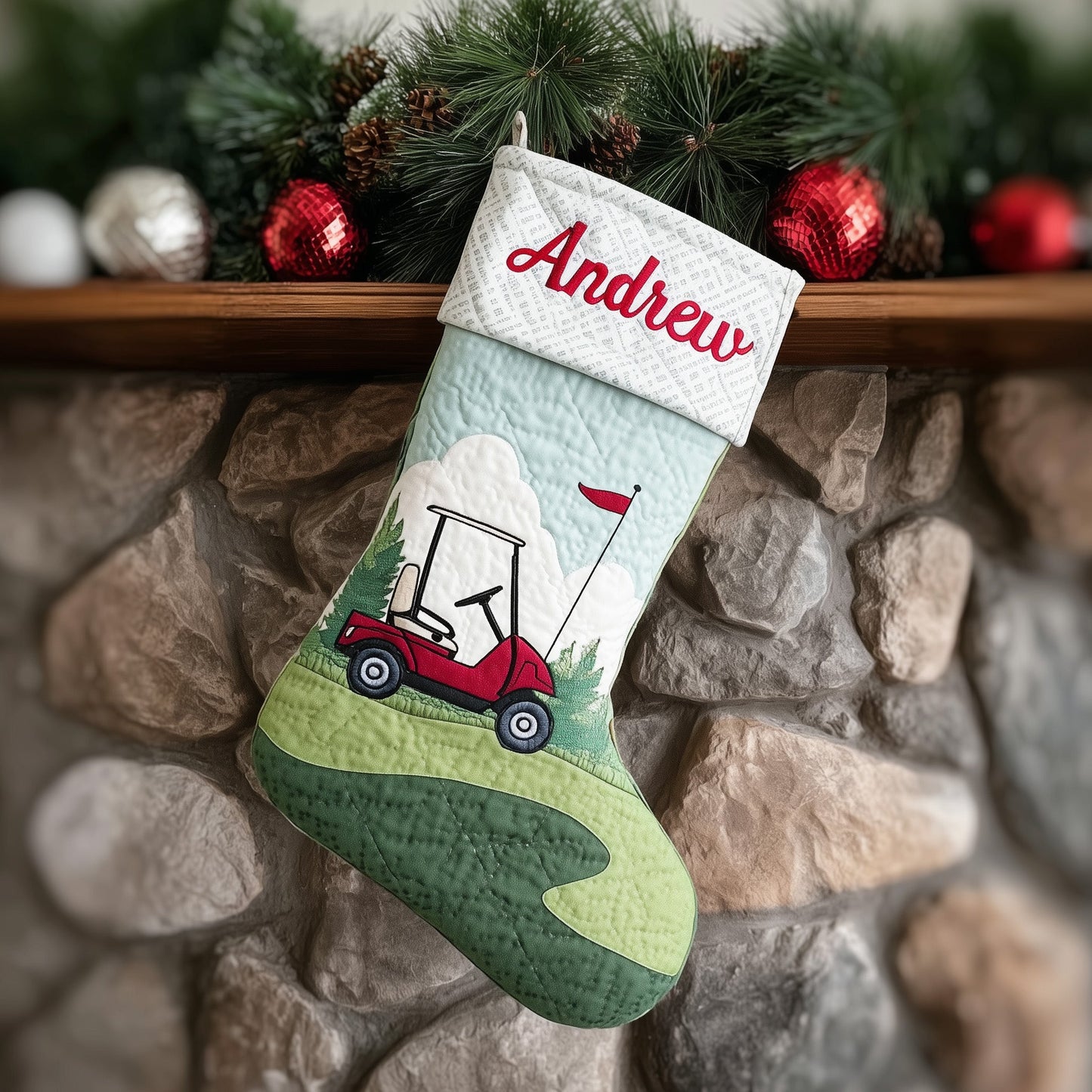 Festive Fairway QTCUZ Quilted Christmas Stocking GFTOTL4583